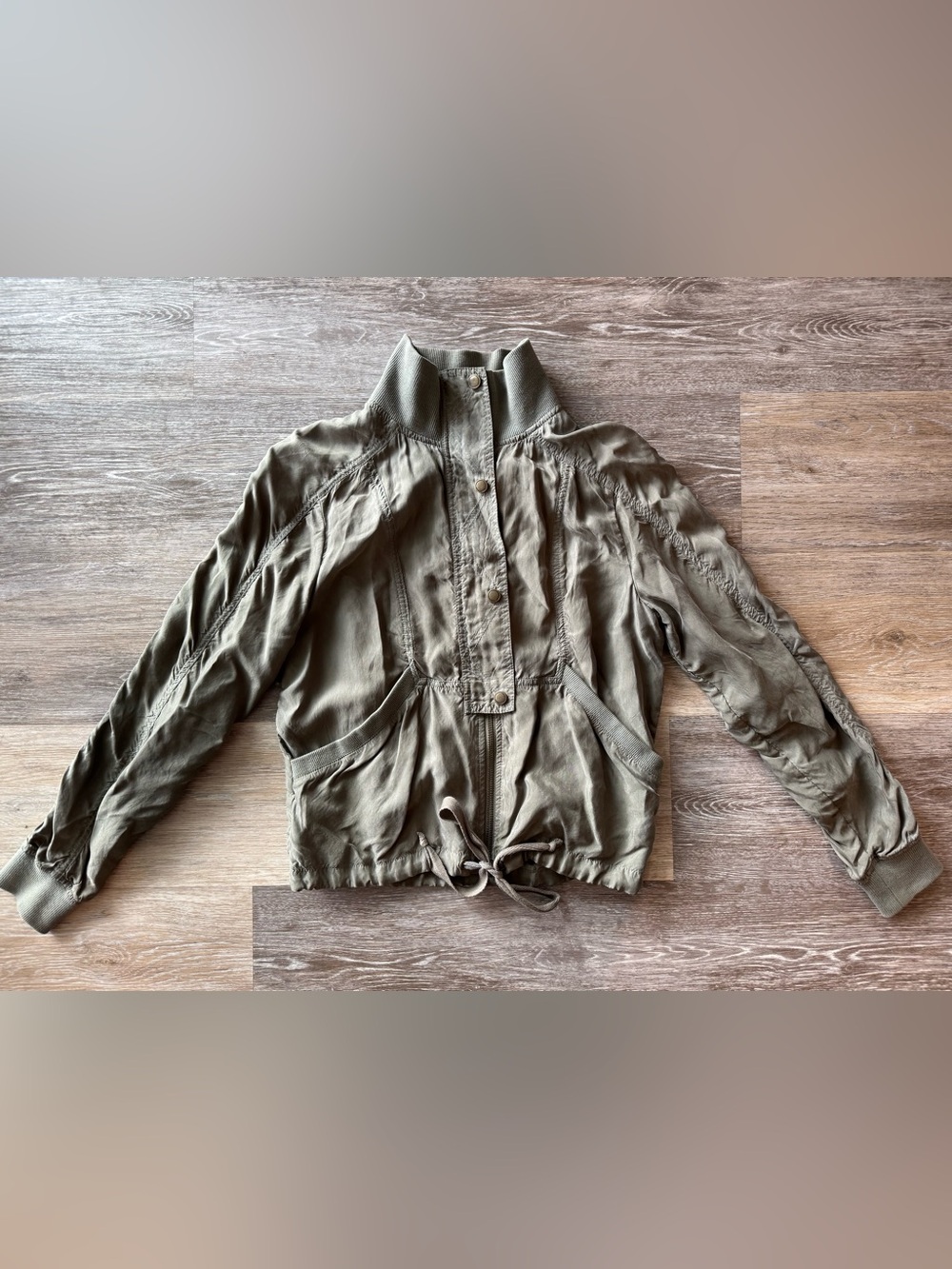 Olive Utility Bomber, full zip and buttons Jacket Y2K Military Cargo Streetwear